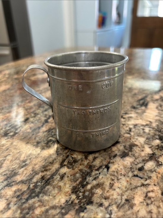 Other - Vintage Metal Measuring Cup - Silver Finish